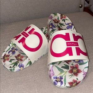 Pink Floral Salvatore Ferragamo Slides